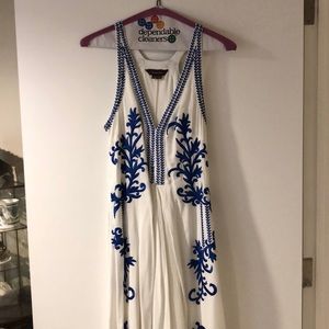 White and blue maxi dress